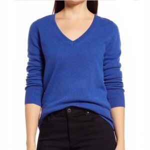 HALOGEN | 100% CASHMERE Blue‎ V-Neck Sweater size S soft cozy